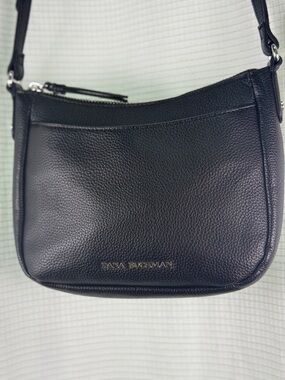 Dana Buchman Black Pebbled Faux Leather Crossbody Bag Adjustable Strap EUC